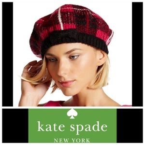 NWT Kate Spade Woodland Plaid Beret with dust bag